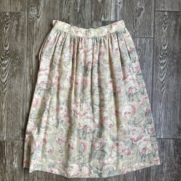 2/$18 SALE! Vintage Floral Skirt Talbots S Cottage High Waist Cowboy Pleated - Picture 8 of 8